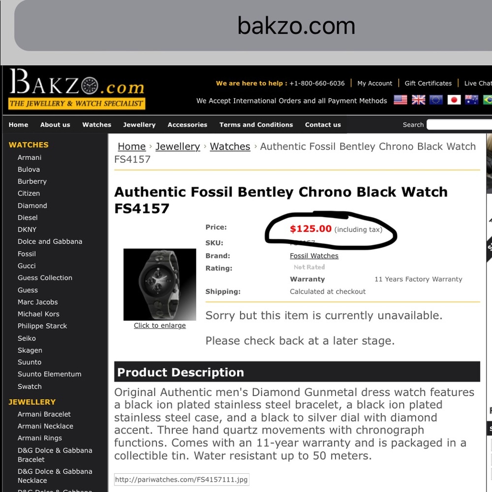Fossil Bentley Crono watch black watch